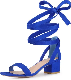 Perphy Strappy Heels Open Toe Block Heel Lace Up Sandals for Women