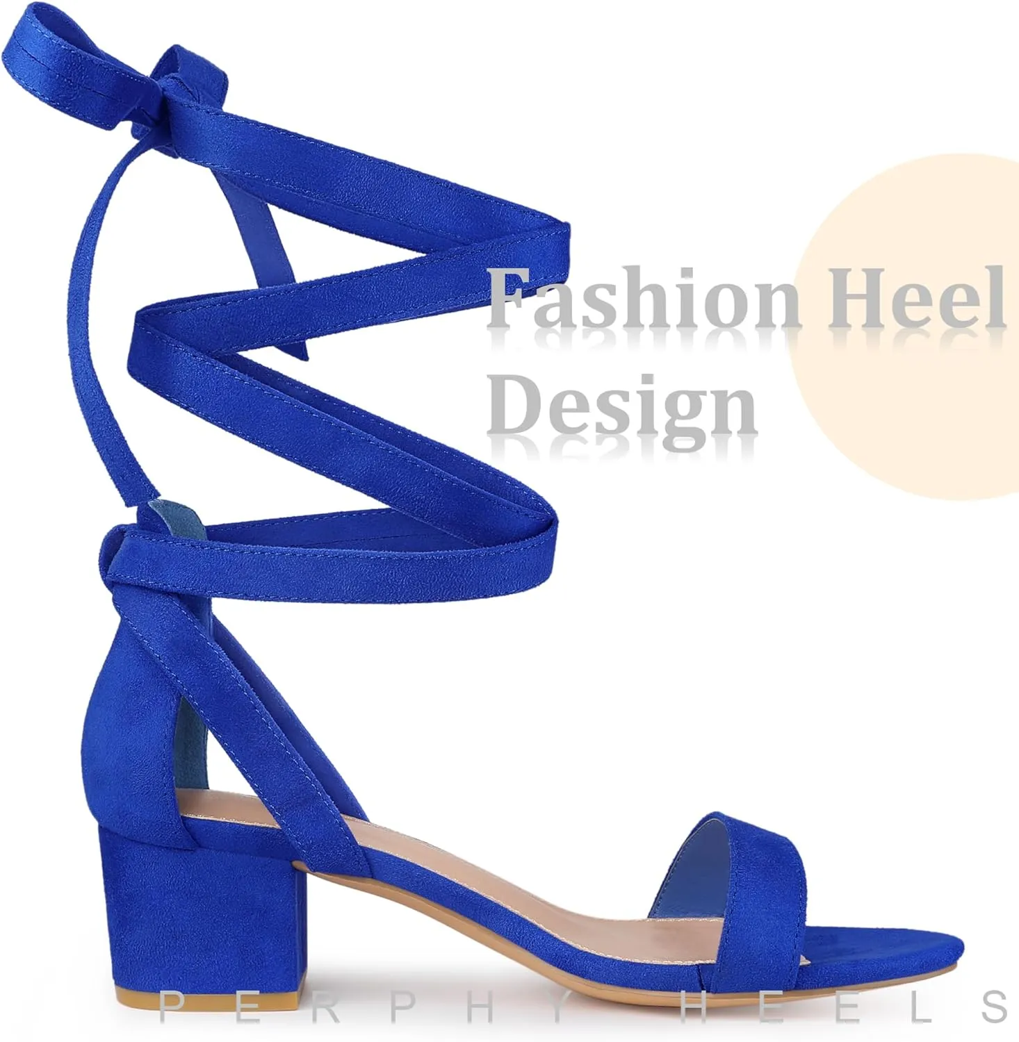 Perphy Strappy Heels Open Toe Block Heel Lace Up Sandals for Women
