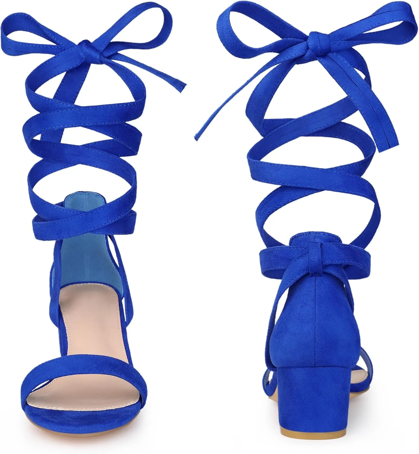 Perphy Strappy Heels Open Toe Block Heel Lace Up Sandals for Women