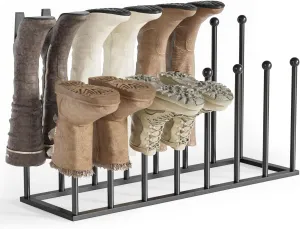 pickpiff Free Standing Shoe Racks - Black Metal Boot Rack Organizer Tall Boots for Dorm Room, Closet, Entryway, Bedroom, Patio Outdoor, Hallway, Black, Shoe Storage Fit for 8 Pairs