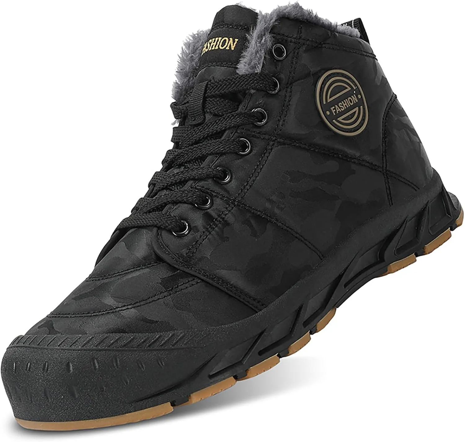 Plush Thermal Boots for Men Fleece Lined Warm Non Slip Snow Boots Outdoor Flat Bottom Sport Shoes Snow Boots