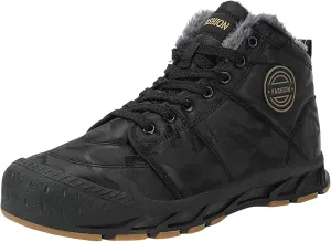 Plush Thermal Boots for Men Fleece Lined Warm Non Slip Snow Boots Outdoor Flat Bottom Sport Shoes Snow Boots