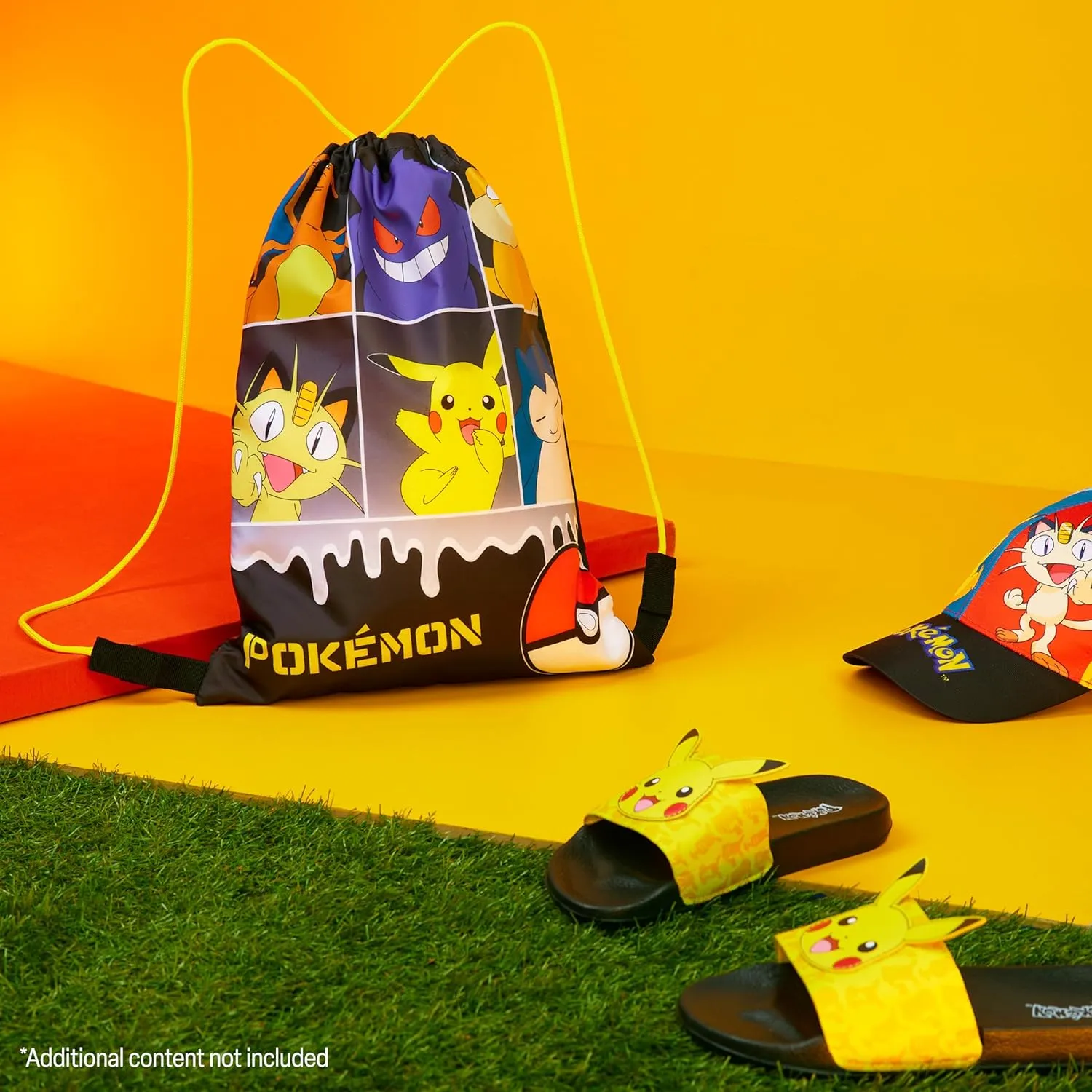 Pokemon Kids Drawstring Bag - Pikachu String Swim Bag for School (Black/Multi)