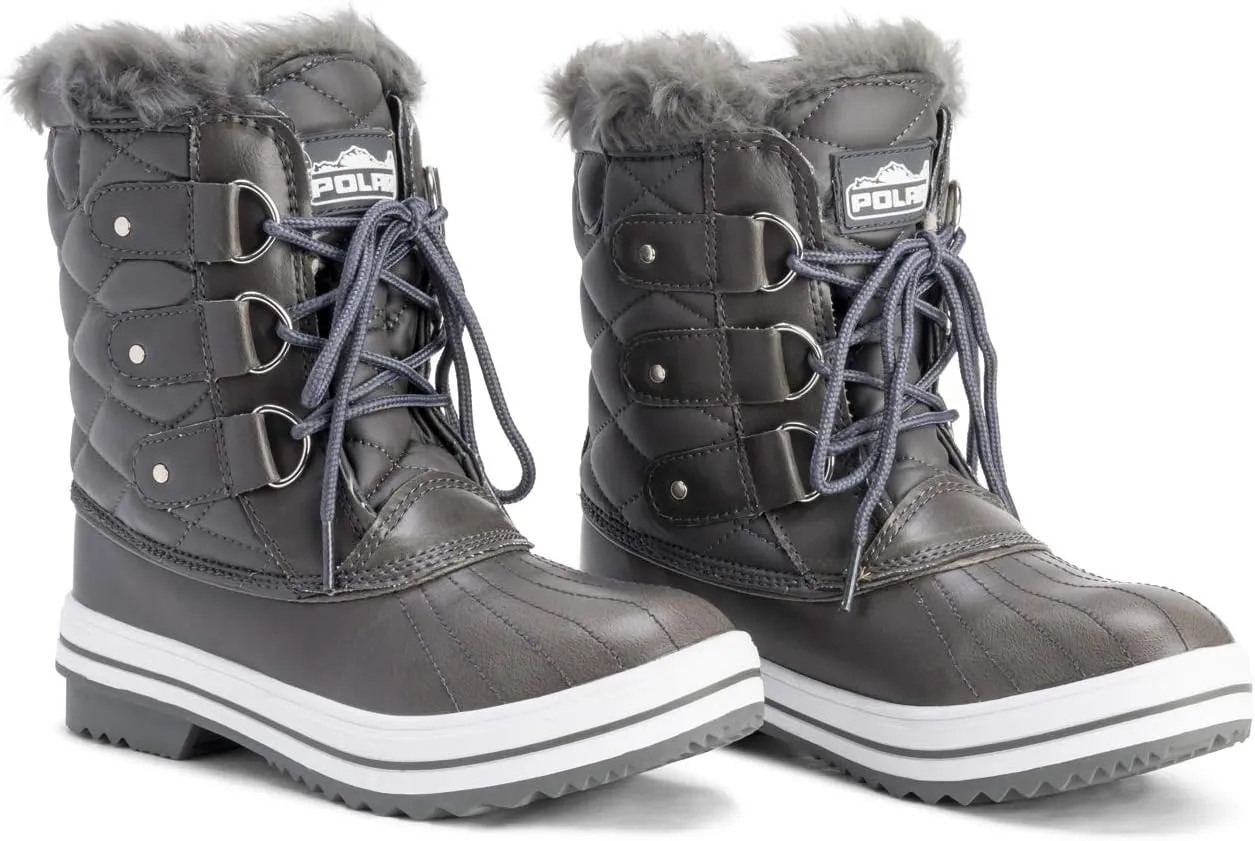 Polar Products Womens Snow Boot Quilted Short Winter Snow Rain Warm Waterproof Boots