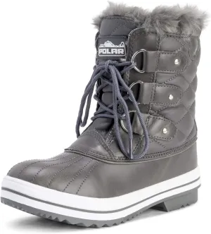Polar Products Womens Snow Boot Quilted Short Winter Snow Rain Warm Waterproof Boots