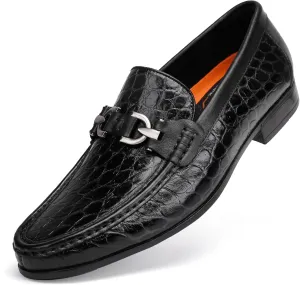 Premium Dress Shoes for Men, Classic Alligator Printed Business Leather Dress Slip on Loafer Shoes for Mens