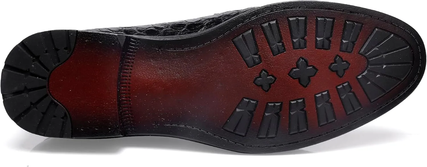 Premium Dress Shoes for Men, Classic Alligator Printed Business Leather Dress Slip on Loafer Shoes for Mens
