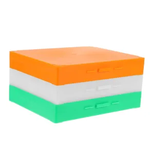 PRETYZOOM 3-Piece Plastic Specimen Box Microscope Slide Storage Reusable Slide Holder Green Orange White