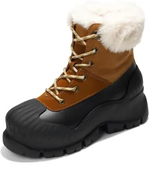 Project Cloud Snow Boots for Women Waterproof Genuine Leather 2.5" Platform Wedge Womens Boots - Memory Foam Fur Boots Winters Boots for Women Non-Slip Rain Boots Women's Snow Boots (Lydia)