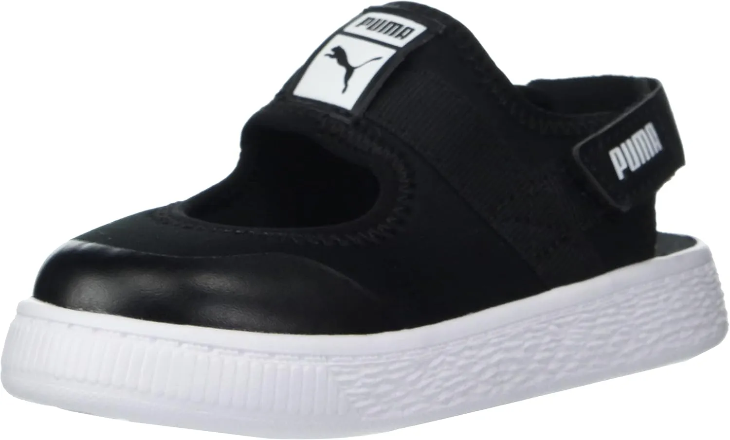 PUMA unisex child Light-flex Summer Sneaker, Black/White, 12 Little Kid US