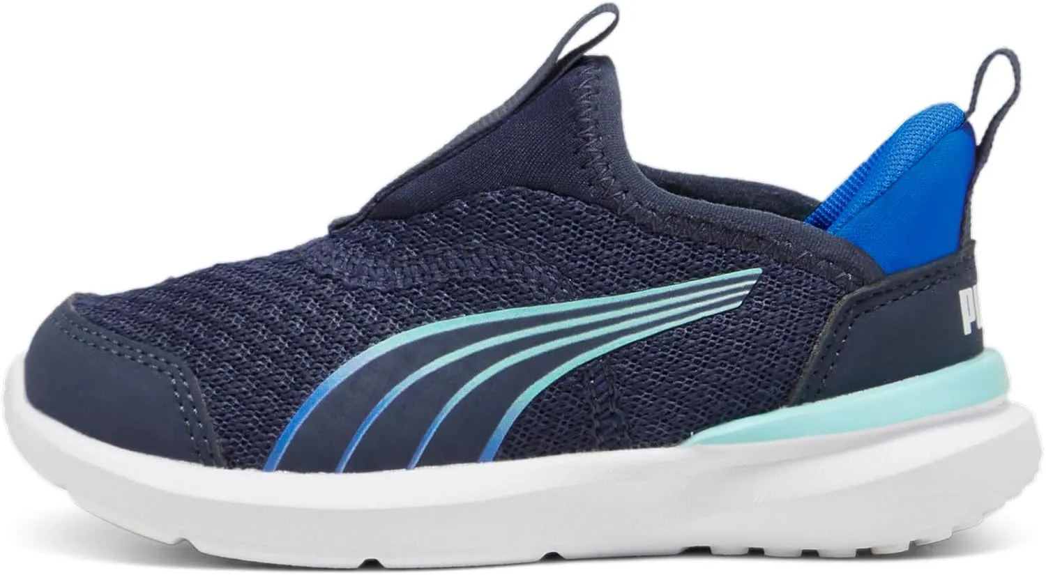 PUMA Unisex-Child Slip on Shoes Kids Kruz Sliptech(Toddler) Sneaker, Club Navy-Hyperlink Blue, 10 US