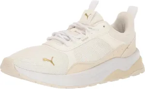PUMA Womens Anzarun 2.0 Cross Trainer, Warm White-Alpine Snow-Gold, 9.5