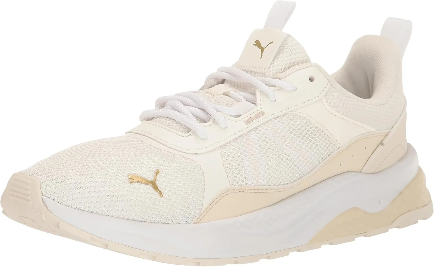 PUMA Womens Anzarun 2.0 Cross Trainer, Warm White-Alpine Snow-Gold, 9.5