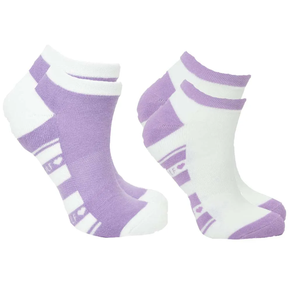 Pure Ladies 2 Pair Pack Of Trainer Golf Socks- Lilac