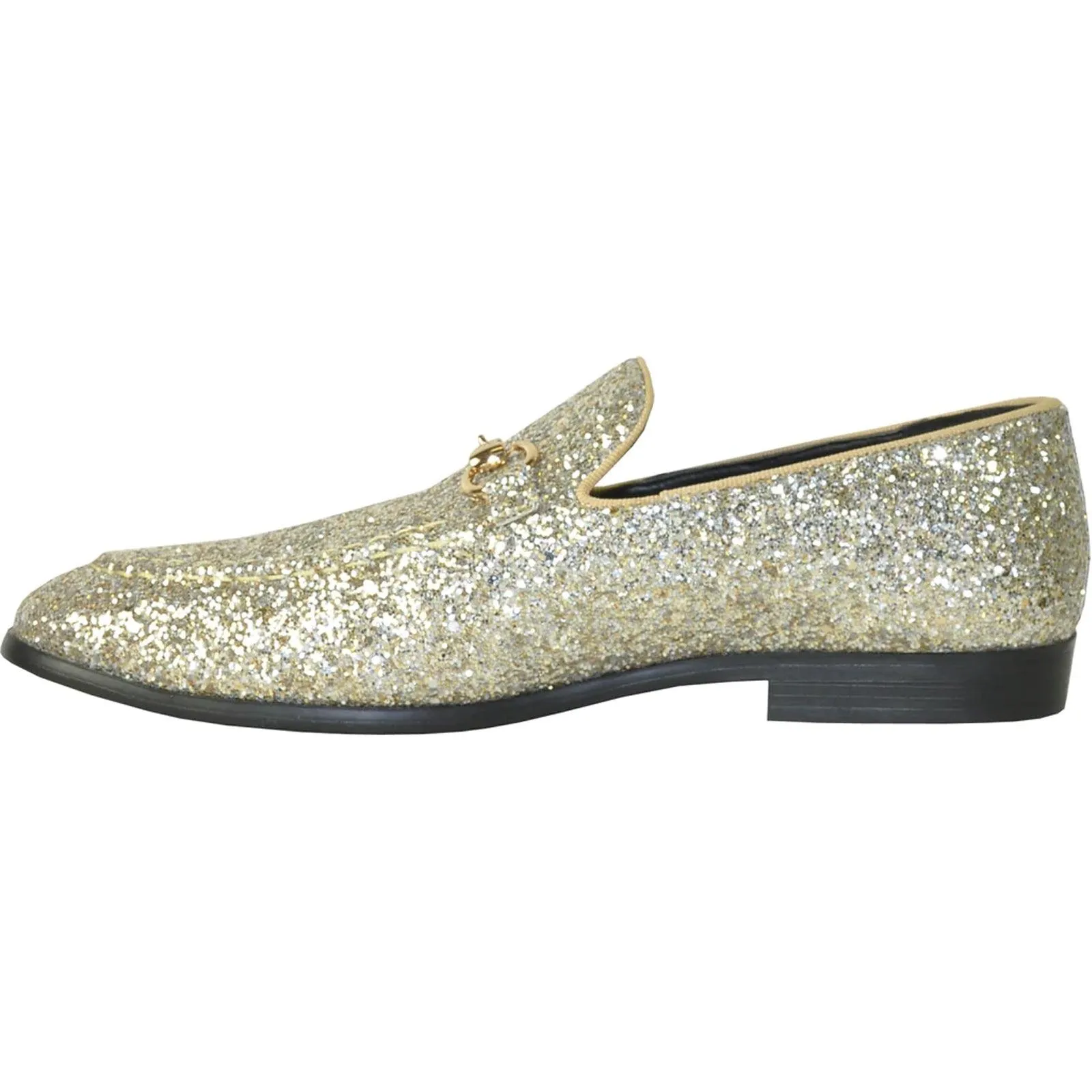 "Gold Glitz Tuxedo Loafers by Bravo - Sophisticated & Stylish Menswear"