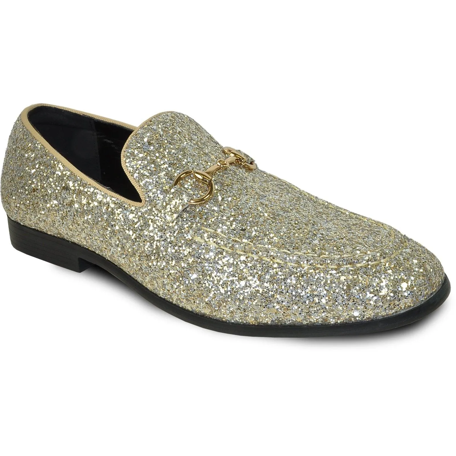 "Gold Glitz Tuxedo Loafers by Bravo - Sophisticated & Stylish Menswear"