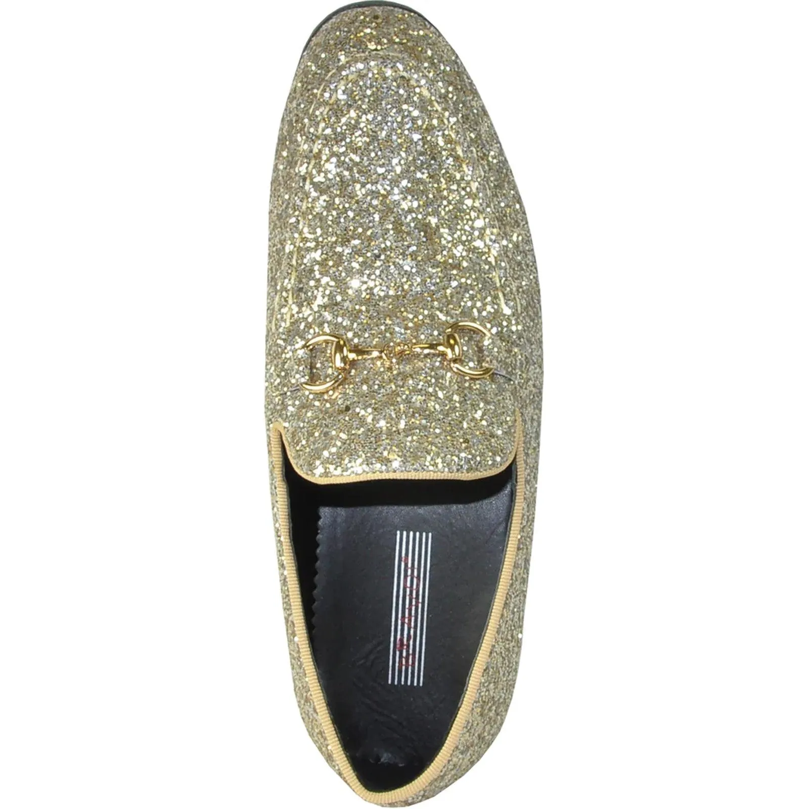 "Gold Glitz Tuxedo Loafers by Bravo - Sophisticated & Stylish Menswear"