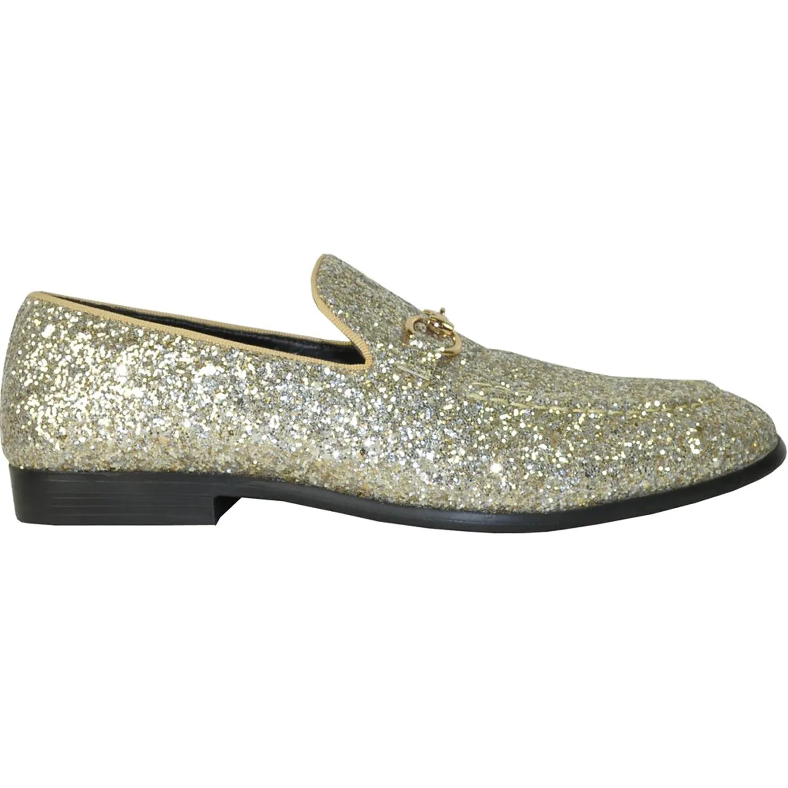 "Gold Glitz Tuxedo Loafers by Bravo - Sophisticated & Stylish Menswear"