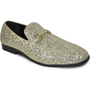 "Gold Glitz Tuxedo Loafers by Bravo - Sophisticated & Stylish Menswear"