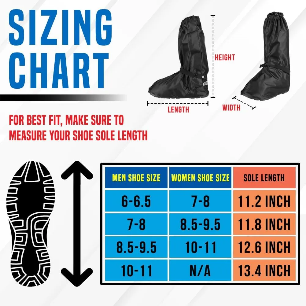 Reusable Boot Shoe Covers with Reflector Zipper Elastic Bands, Foldable Non-Slip Water Resistant Protective Overshoes Cover for Rain Outdoor Sports Hiking Climbing Camping Fishing Cycling for Unisex