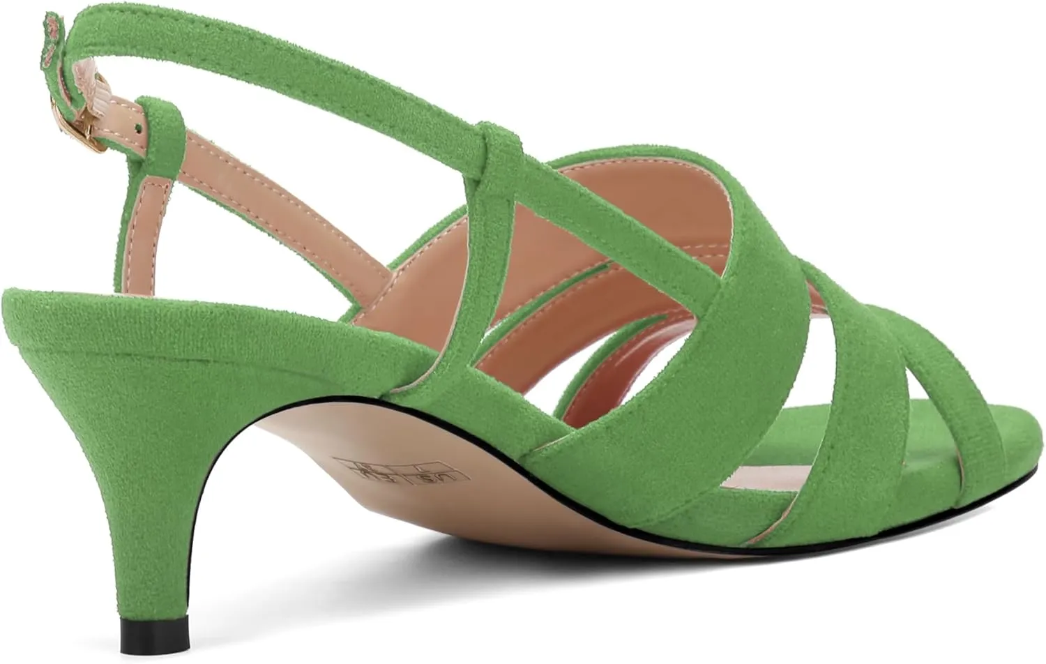 ROSERWISH Women's Strappy Low Kitten Heel Open Square Toe Slingback Suede Heeled Sandals Party Dress Wedding Dance Shoes