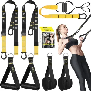 Rraining Kit, Workout Straps for Home, Adjustable Resistance Trainer with Handles, Door Anchor and Carrying Bag for Gym