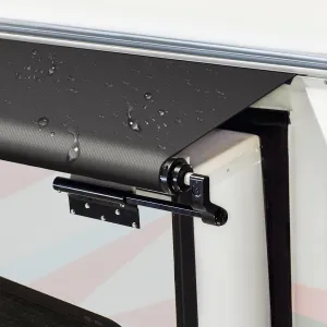 RV Slide Out Awning Fabric Replacement - Universal and Weather Resistant Slide Topper Canopy for 5th Wheel RVs, Motorhomes, and Trailers (170'' Fabric Only, Black)