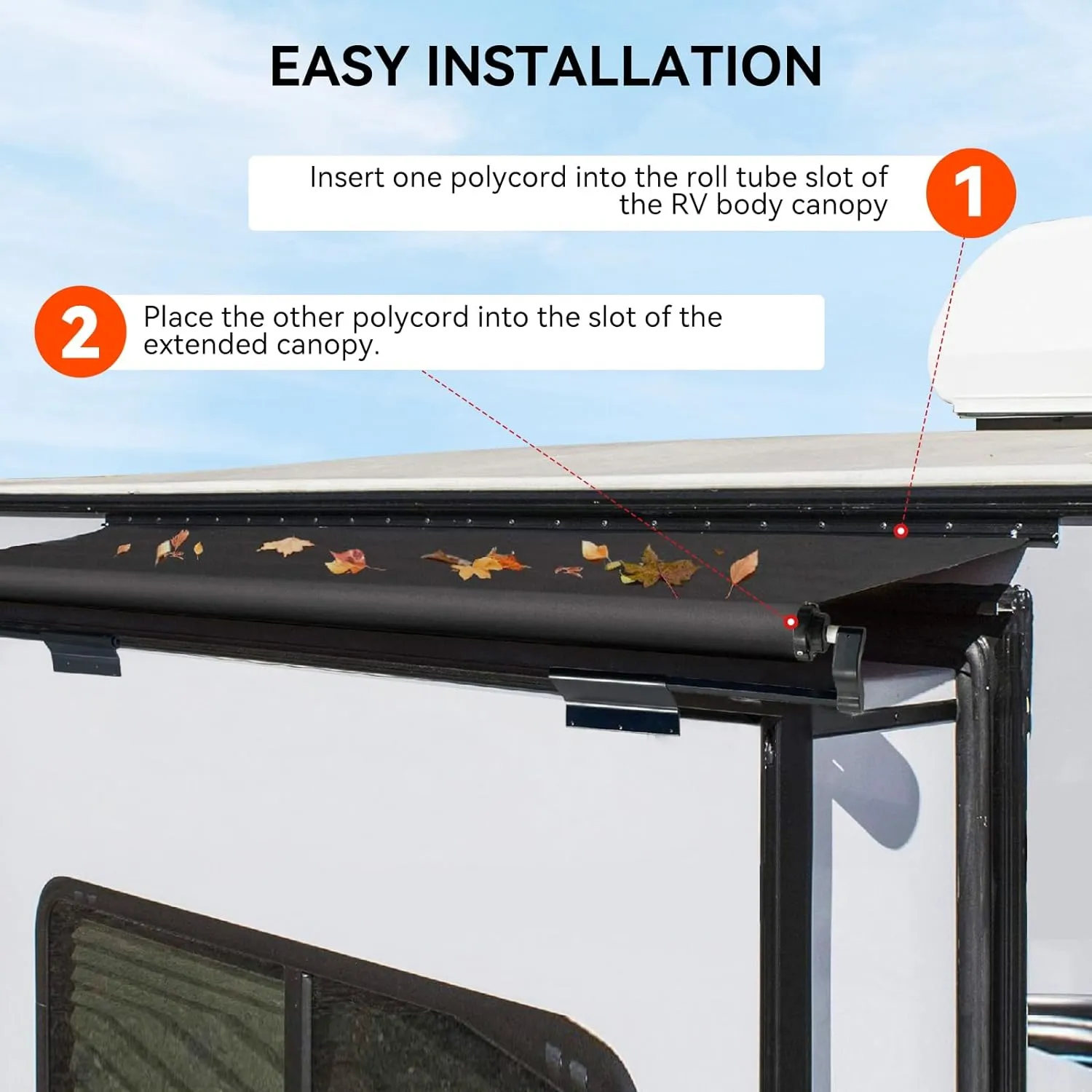 RV Slide Out Awning Fabric Replacement - Universal and Weather Resistant Slide Topper Canopy for 5th Wheel RVs, Motorhomes, and Trailers (170'' Fabric Only, Black)