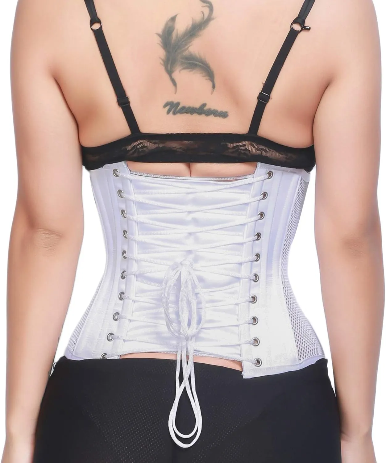 RZY Women's Petite 12 Steel Boned Heavy Duty Waist Trainer Underbust Corset Short Torso Mesh Body Shaper (Grid Style)