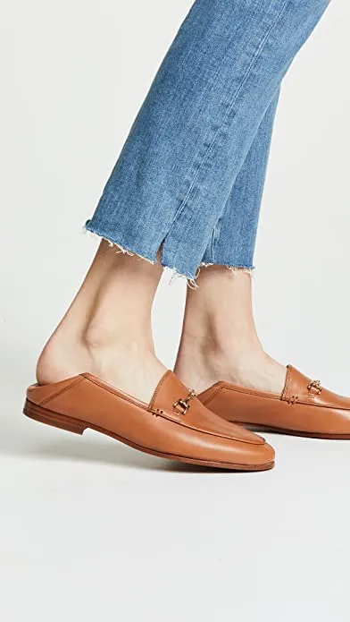 Saddle Toe Almond Loafer Discounted shipping Professional-grade Stacked On Edelman Slip Sam Loraine Smooth Leather Heel