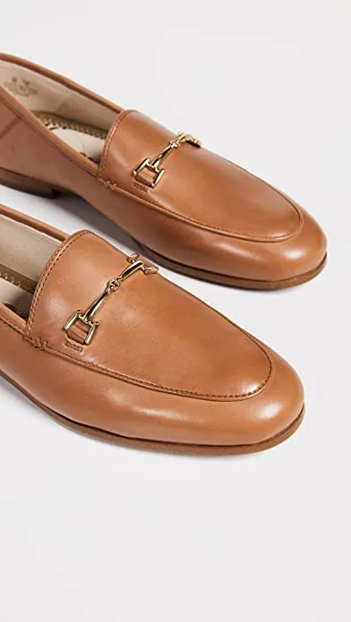 Saddle Toe Almond Loafer Discounted shipping Professional-grade Stacked On Edelman Slip Sam Loraine Smooth Leather Heel