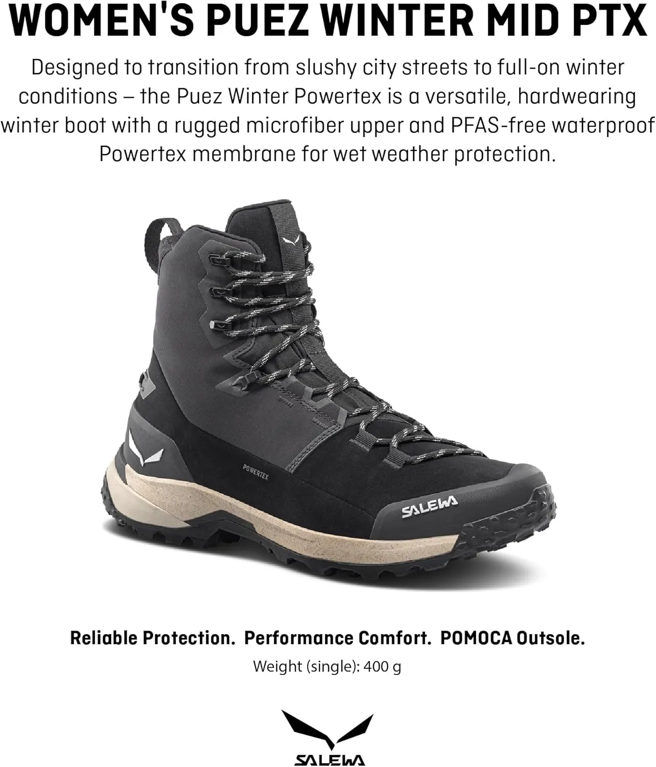 Salewa Women's Puez Winter Mid Powertex Waterproof Insulated Trail Boots for Hiking & Trekking