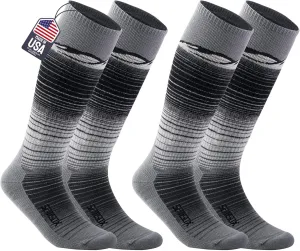 SAMSOX 2-Pair Merino Wool Ski Socks, Made in USA Lightweight with Targeted Cushion, Skiing Socks for Men & Women (Skyland)