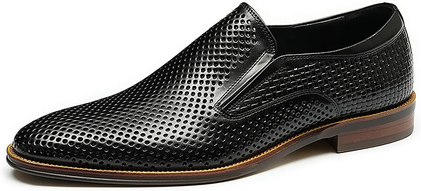 Santimon Men's Loafer Slip On Dress Casual Genuine Leather Hollow Penny Loafer Business Formal Summer Walking Shoes