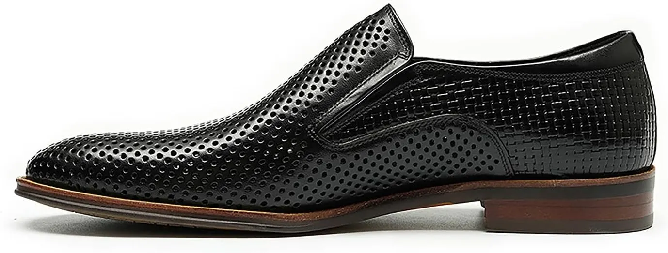Santimon Men's Loafer Slip On Dress Casual Genuine Leather Hollow Penny Loafer Business Formal Summer Walking Shoes