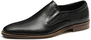 Santimon Men's Loafer Slip On Dress Casual Genuine Leather Hollow Penny Loafer Business Formal Summer Walking Shoes