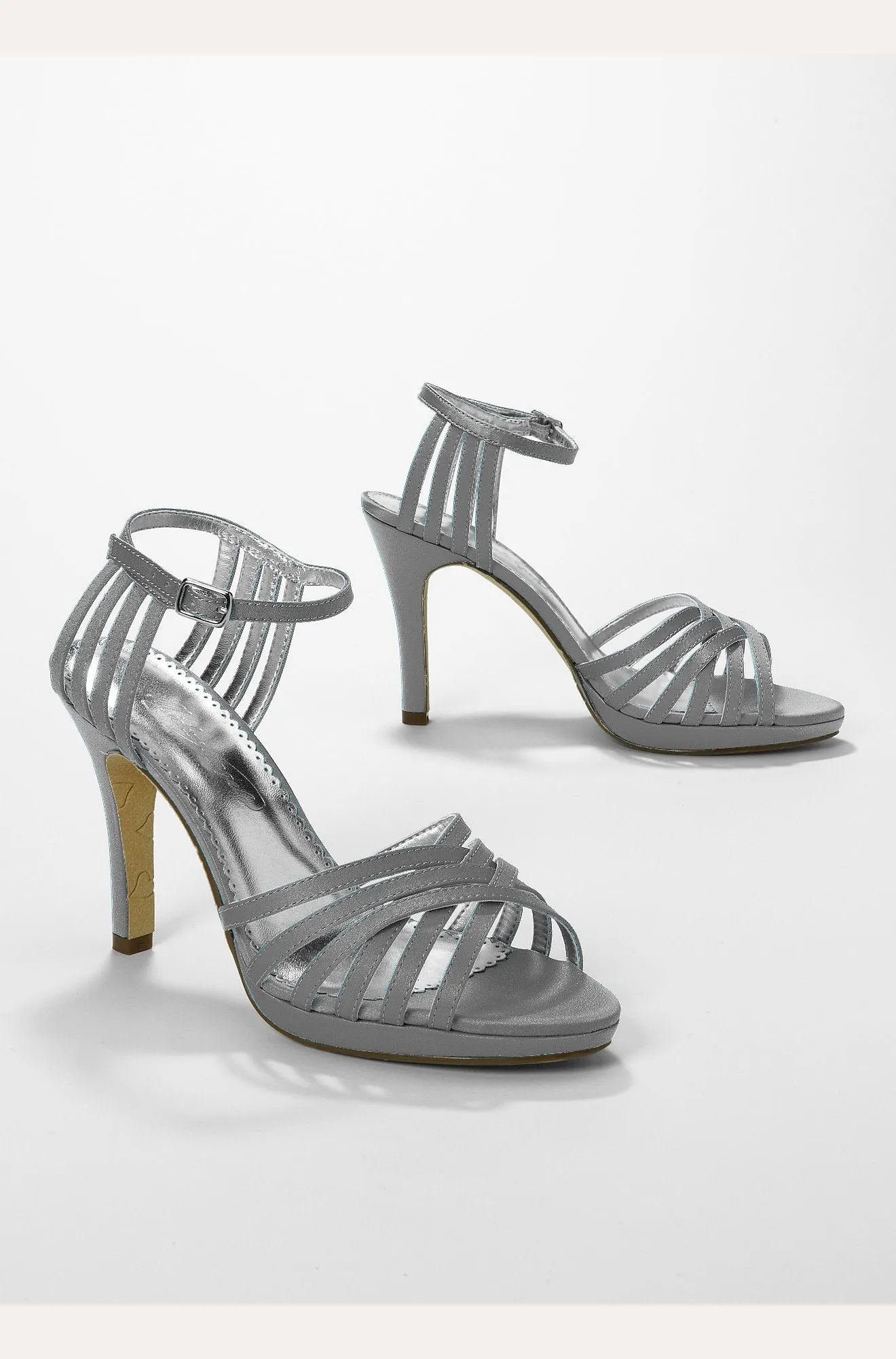 Satin High Heel Lattice Weave Strappy Sandal