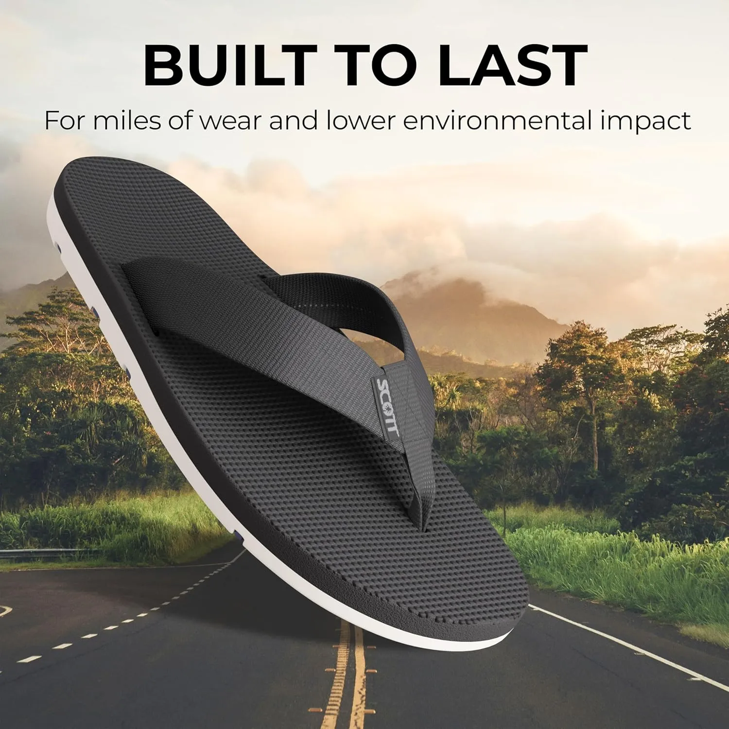 Scott Hawaii Men's Hokulea Sandal | Tubular Nylon Strap Rolls Against Skin | Molded Outolse With Arch Support And Heel Cup | Non-Marking No-Slip | Marine And Boat Friendly Flip Flop