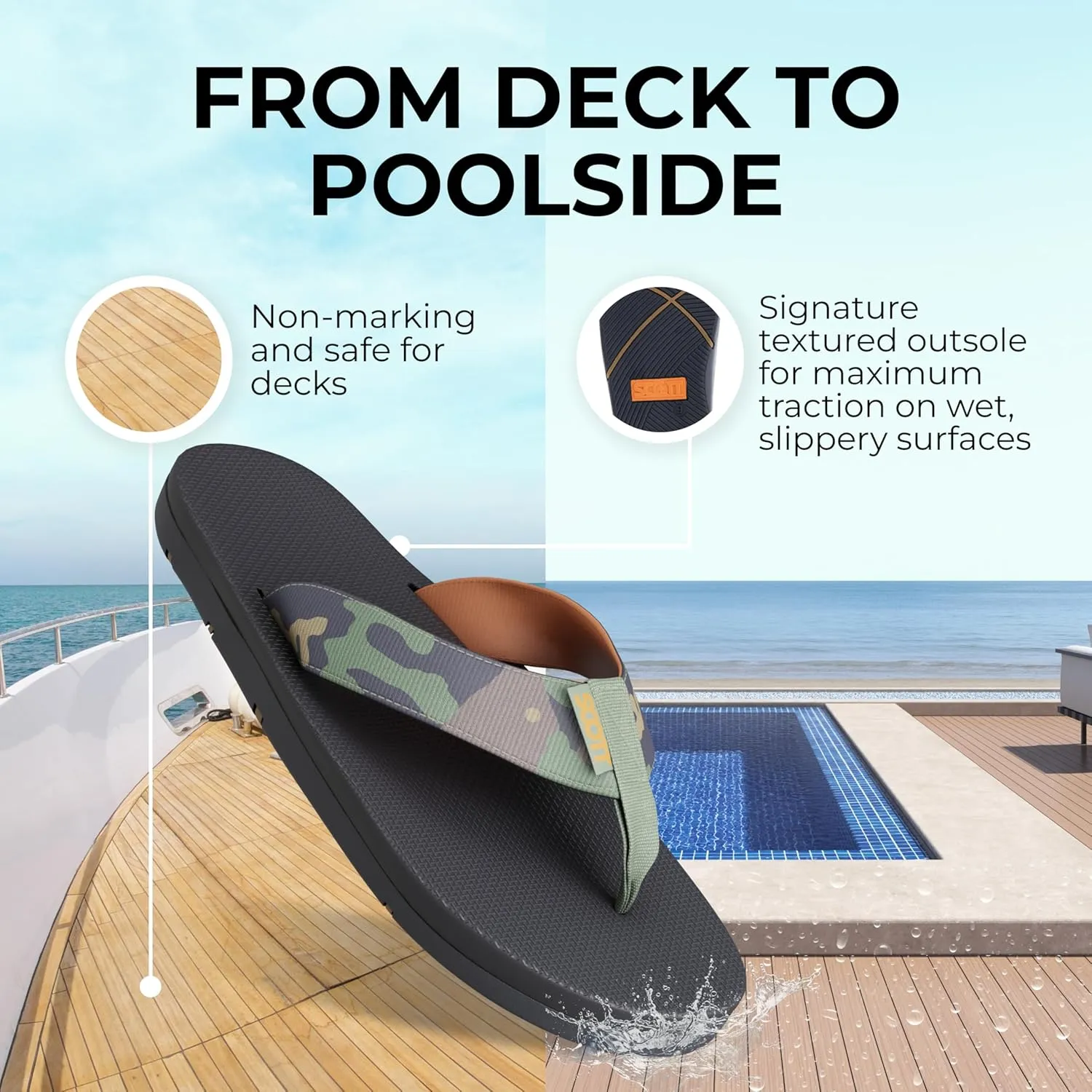 Scott Hawaii Men's Kaikane Sandal | Nylon Strap with Neoprene Lining | Molded Rubber Outsole with Arch Support and Heel Cup | Podiatrist Recommended