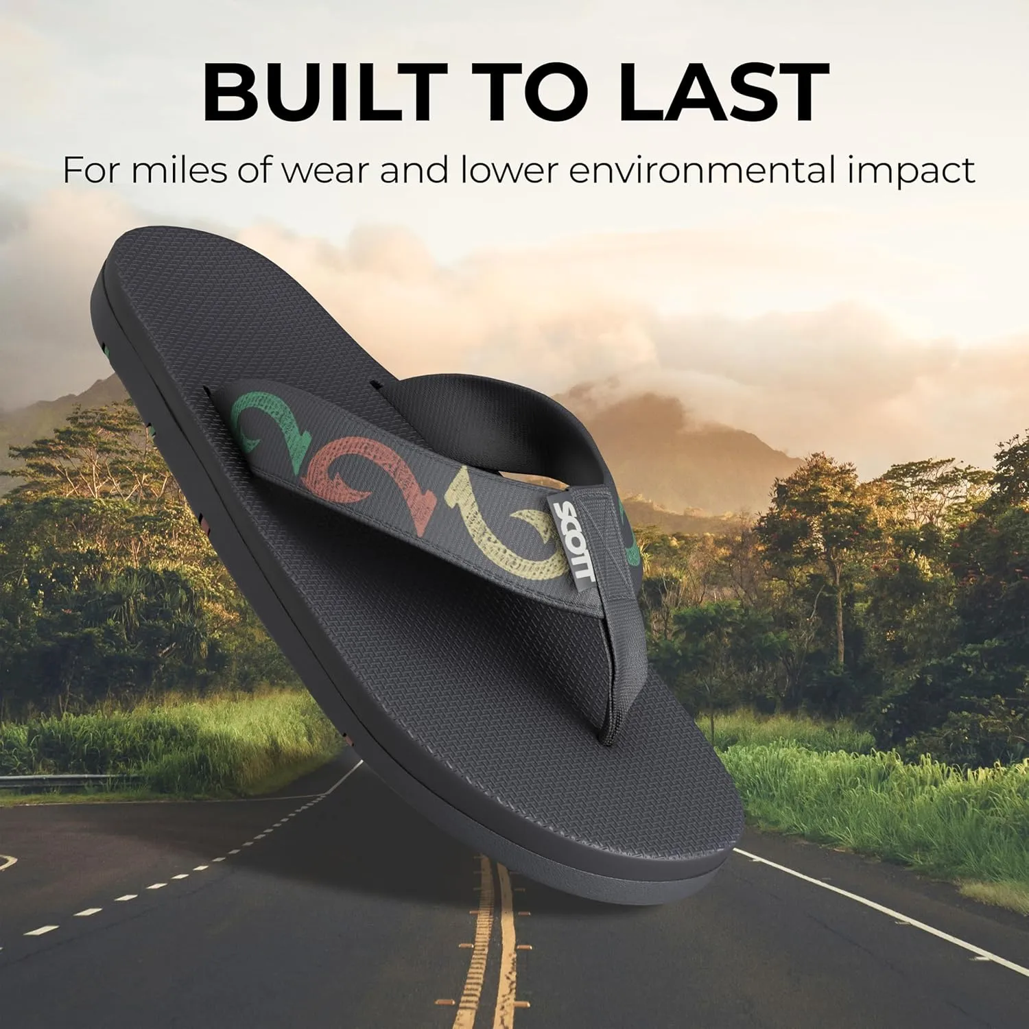 Scott Hawaii Men's Kaikane Sandal | Nylon Strap with Neoprene Lining | Molded Rubber Outsole with Arch Support and Heel Cup | Podiatrist Recommended
