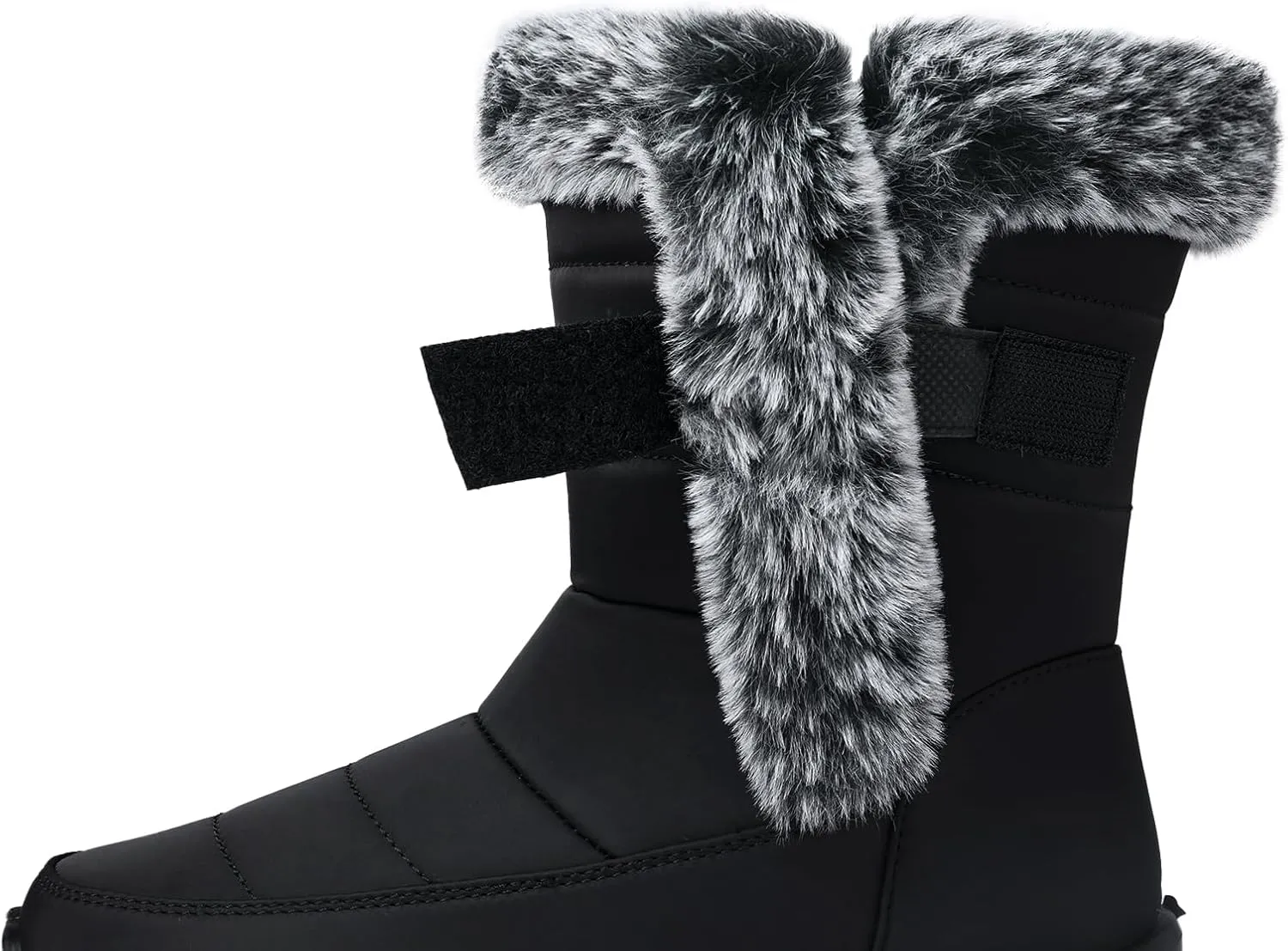 SHIBEVER Waterproof Winter Boots for Women: Snow Mid Calf Fur Lined Warm Women Boot Outdoor Resistant Booties