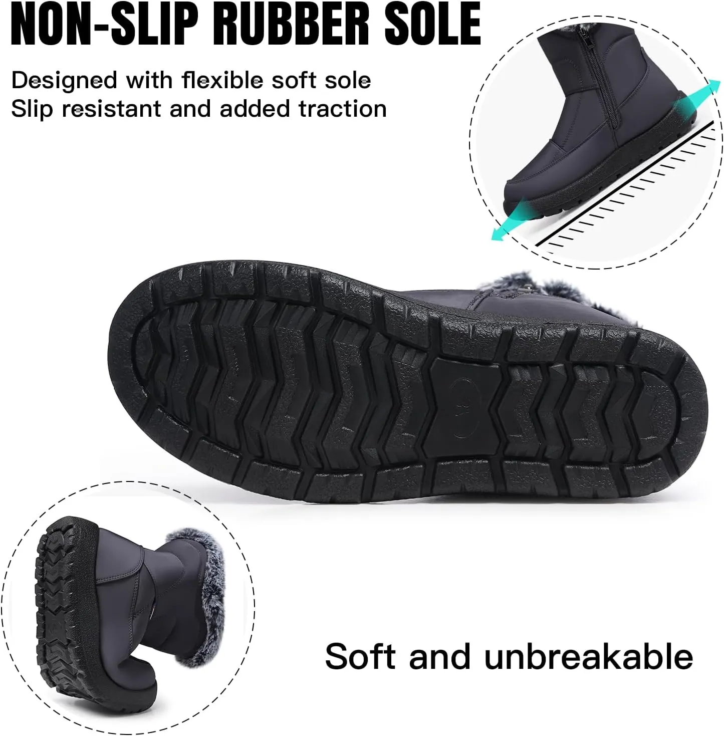 SHIBEVER Womens Winter Boots Warm: Womens Waterproof Snow Boots Ankle Casual Cold Weather Fur Lined Comfortable Booties