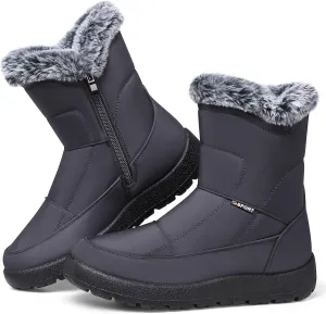 SHIBEVER Womens Winter Boots Warm: Womens Waterproof Snow Boots Ankle Casual Cold Weather Fur Lined Comfortable Booties