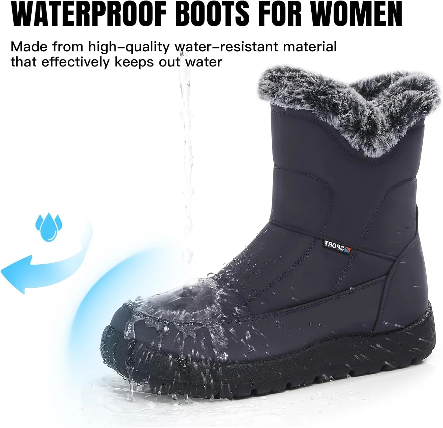 SHIBEVER Womens Winter Boots Warm: Womens Waterproof Snow Boots Ankle Casual Cold Weather Fur Lined Comfortable Booties
