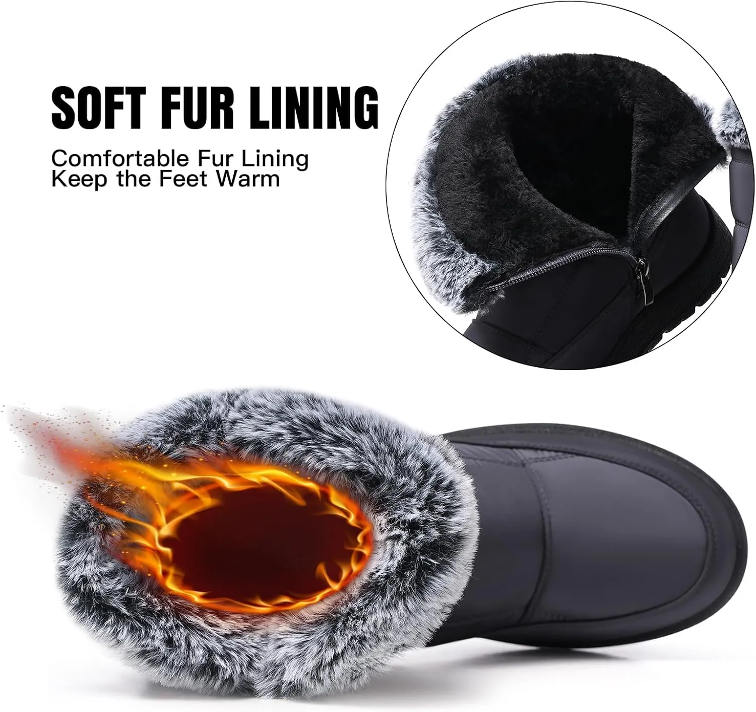 SHIBEVER Womens Winter Boots Warm: Womens Waterproof Snow Boots Ankle Casual Cold Weather Fur Lined Comfortable Booties