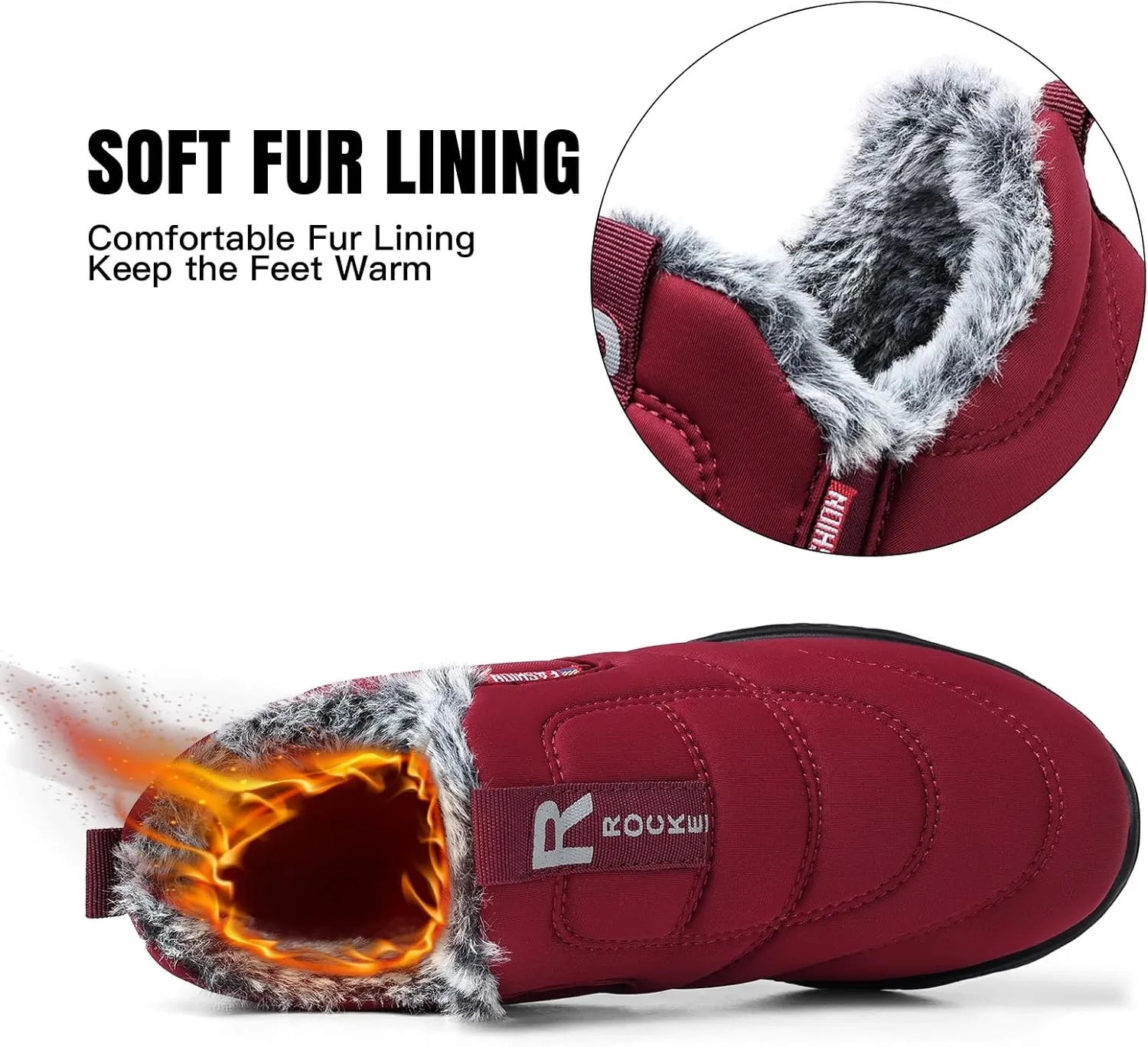 SHIBEVER Womens Winter Snow Boots: Waterproof Insulated Warm Fur Lined Ankle Slip On Walking Comfortable Outdoor Boot