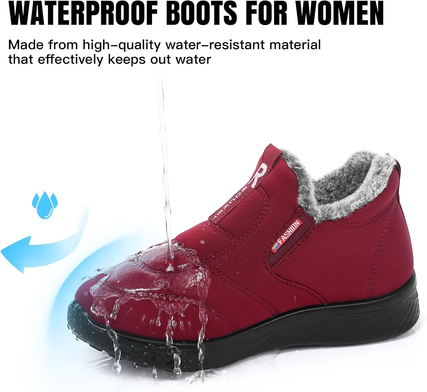 SHIBEVER Womens Winter Snow Boots: Waterproof Insulated Warm Fur Lined Ankle Slip On Walking Comfortable Outdoor Boot