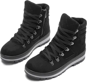 Shupua Women's Ankle Boots Winter Snow boots Fur Lined Warm Booties Girls Snow boot Lace Up Ankle boot