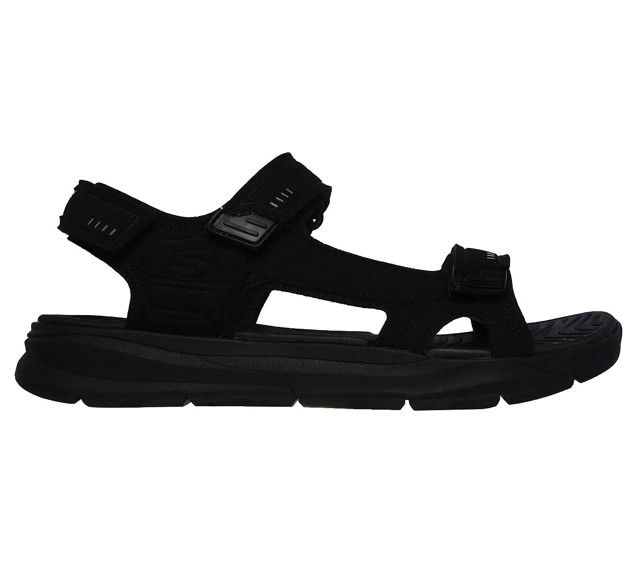 Skechers Relone Senco Black Memory Foam Adjustable Sports Sandals 66067/BBK