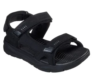 Skechers Relone Senco Black Memory Foam Adjustable Sports Sandals 66067/BBK